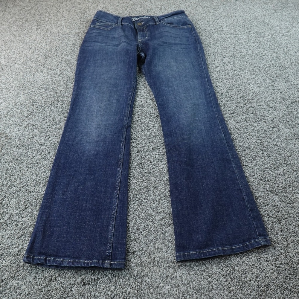 Wrangler Jeans Womens 11 Dark Blue Denim Pants Mid Rise Boot Cut Stretch Western